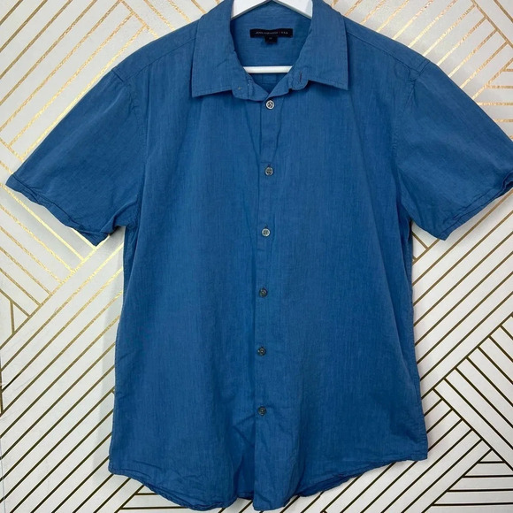John Varvatos Star‎ Usa Short Sleeve Solid Shirt in Blue Size US Medium - Picture 5 of 12
